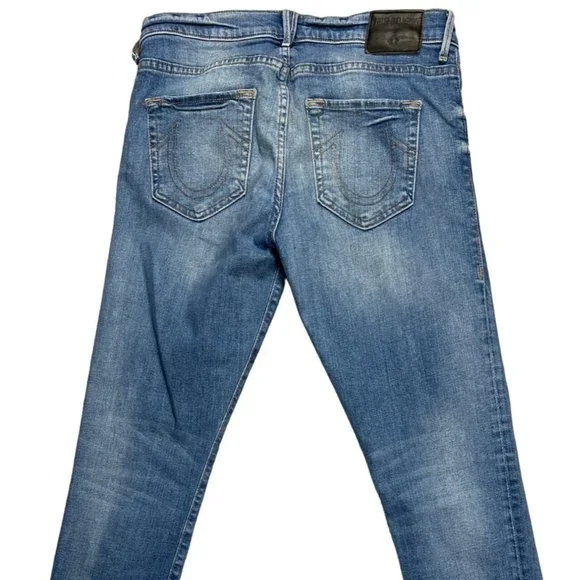 True Religion Low Rise Distressed Light Blue Relaxed Skinny Jeans Size 28 - Picture 5 of 10